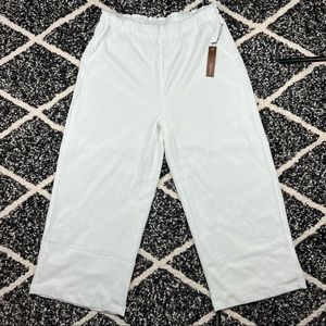 Crosby textured white lined gauze lounge elastic waist pants